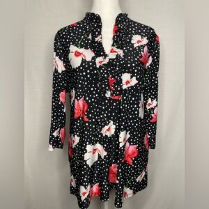 Kim Rogers Colorful  Pink/Rose Floral Shirt Size Large